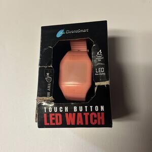 CHROME SMART TOUCH BUTTON LED WATCH DISPLAYS TIME, DATE AND SECONDS PINK NEW